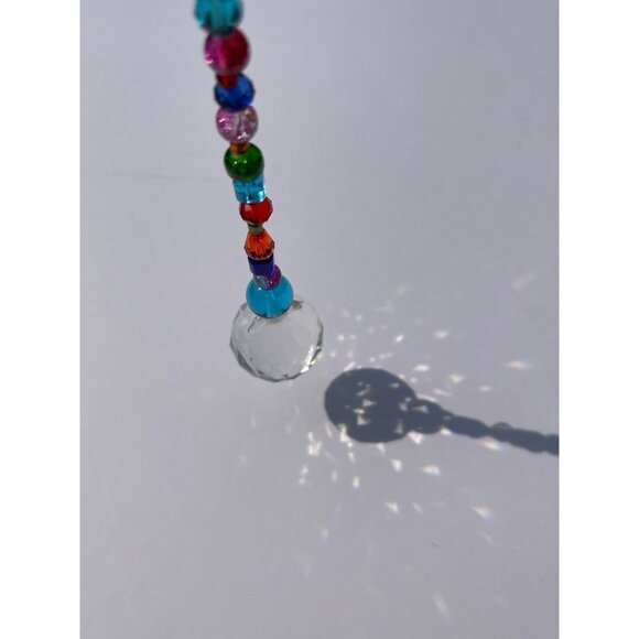 Beaded Suncatcher Bright Multicolored Crystal Prism Hanging Patio Decor Yard Art - Picture 2 of 9